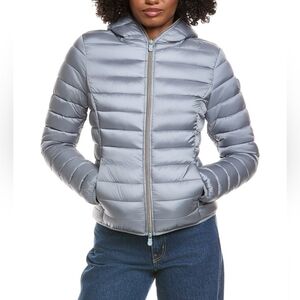Save The Duck Ultra Lifht Basic Hooded Basic Puffer Jacket In Gunmetal Pewter S
